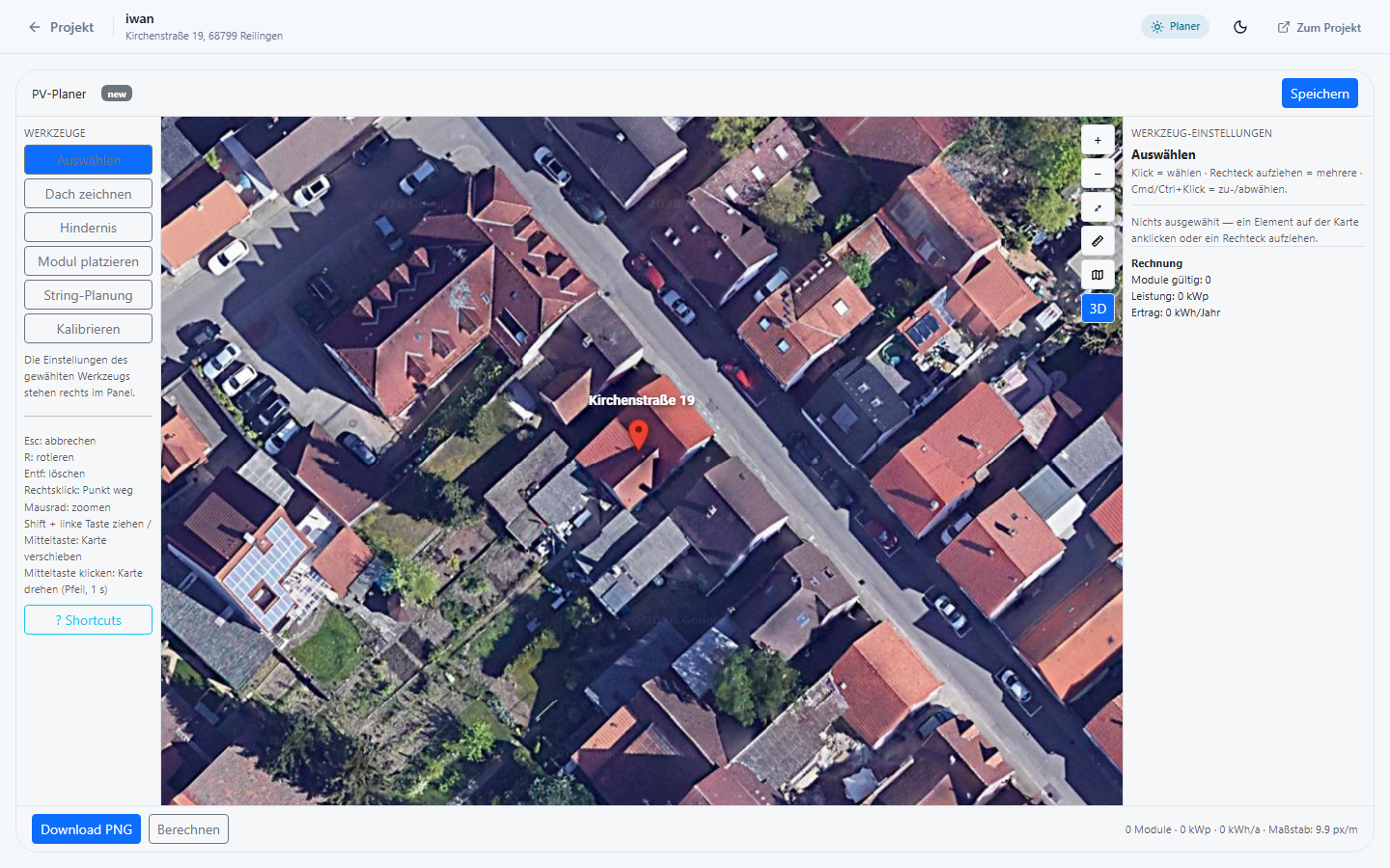 Dachplaner mit Satellitenansicht